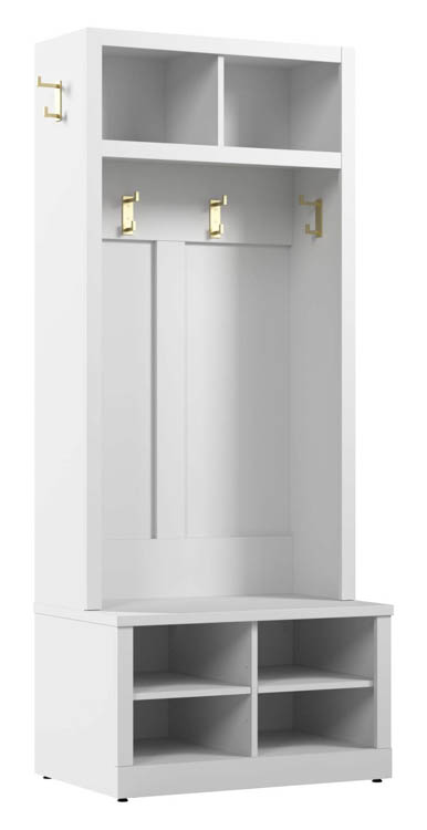 Entryway Storage Set with 30in W Hall Tree and Shoe Bench by Bush