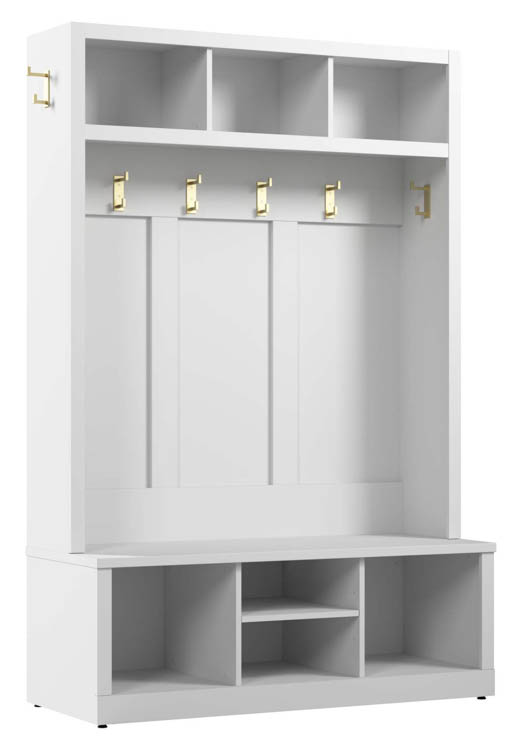 Entryway Storage Set with 48in W Hall Tree and Shoe Bench by Bush