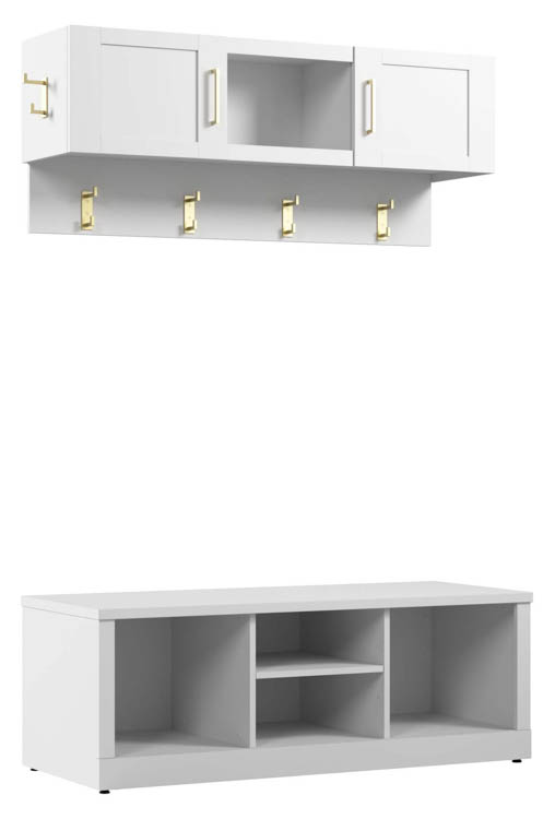48in W Shoe Bench and Wall Mounted Coat Rack by Bush