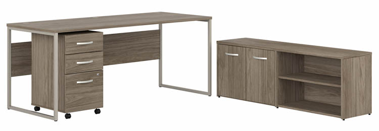72in W x 30in D Computer Table Desk with Storage and Assembled Mobile File Cabinet by Bush