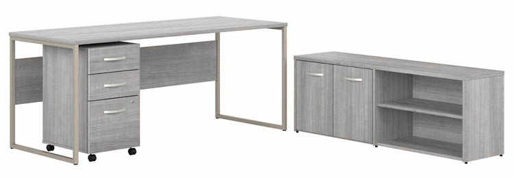 72in W x 30in D Computer Table Desk with Storage and Assembled Mobile File Cabinet by Bush