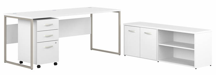72in W x 30in D Computer Table Desk with Storage and Assembled Mobile File Cabinet by Bush