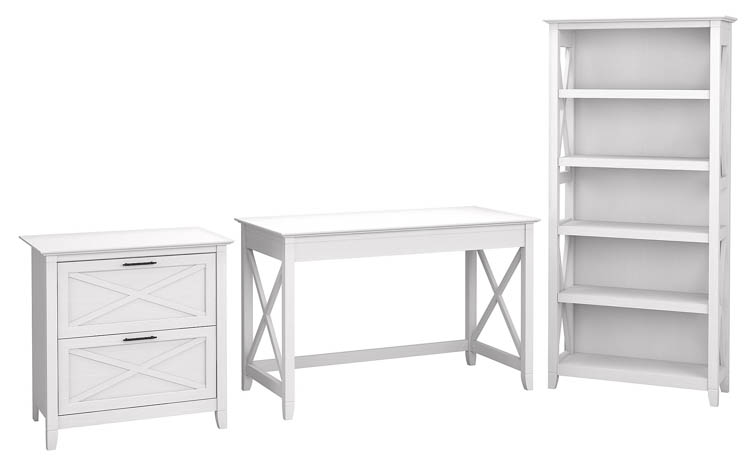 48in W Writing Desk with 2 Drawer Lateral File Cabinet and 5 Shelf Bookcase by Bush