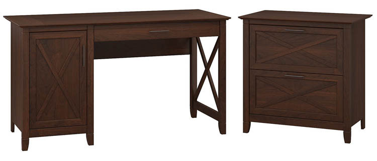54in W Computer Desk with Storage and 2 Drawer Lateral File Cabinet by Bush