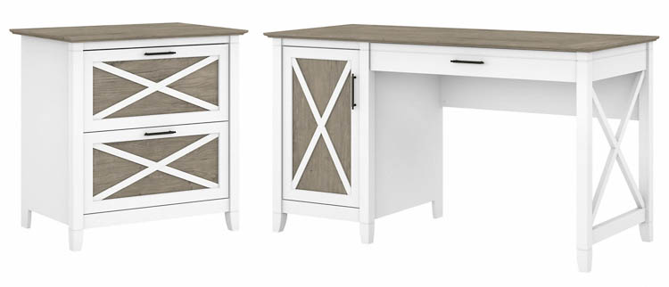 54in W Computer Desk with Storage and 2 Drawer Lateral File Cabinet by Bush