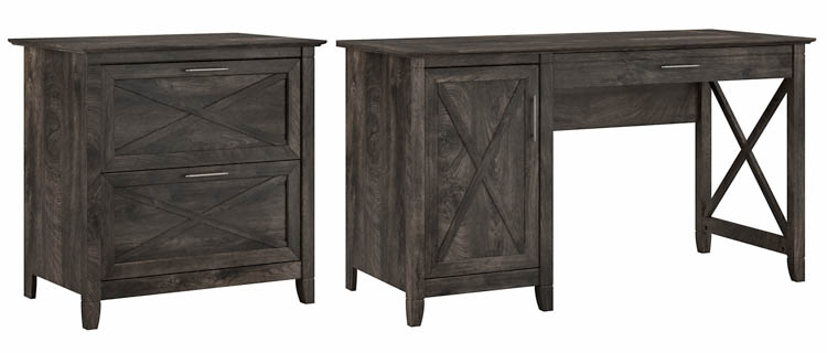 54in W Computer Desk with Storage and 2 Drawer Lateral File Cabinet by Bush