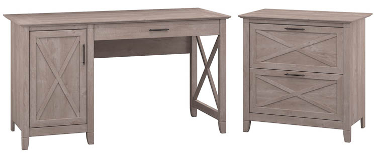 54in W Computer Desk with Storage and 2 Drawer Lateral File Cabinet by Bush