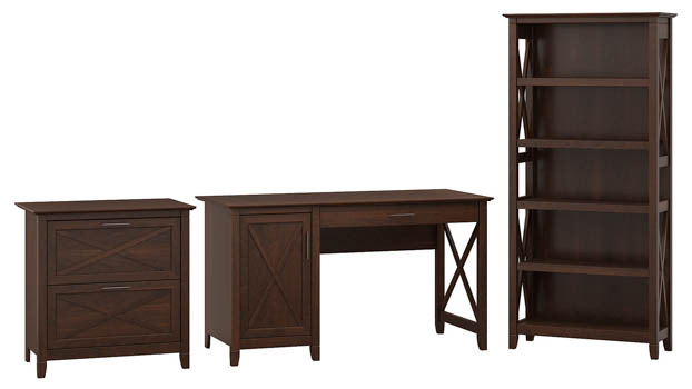 54in W Computer Desk with 2 Drawer Lateral File Cabinet and 5 Shelf Bookcase by Bush Furniture