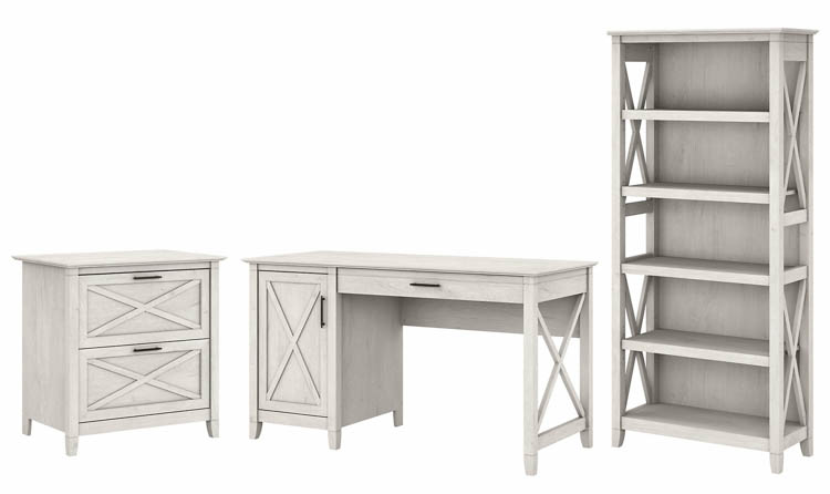 54in W Computer Desk with 2 Drawer Lateral File Cabinet and 5 Shelf Bookcase by Bush