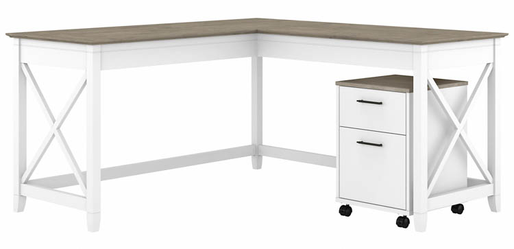 60in W L-Shaped Desk with Mobile File Cabinet by Bush