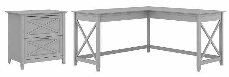 60in W L-Shaped Desk with Lateral File Cabinet by Bush