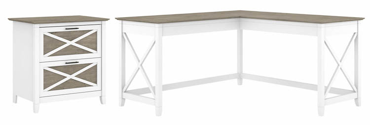 60in W L-Shaped Desk with Lateral File Cabinet by Bush