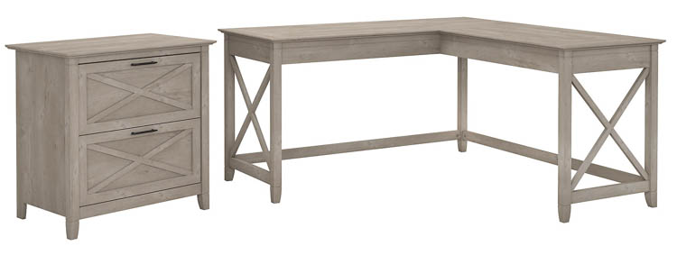 60in W L-Shaped Desk with Lateral File Cabinet by Bush