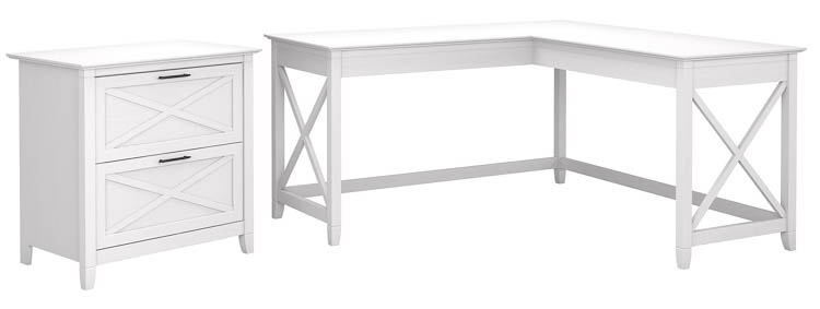 60in W L-Shaped Desk with Lateral File Cabinet by Bush
