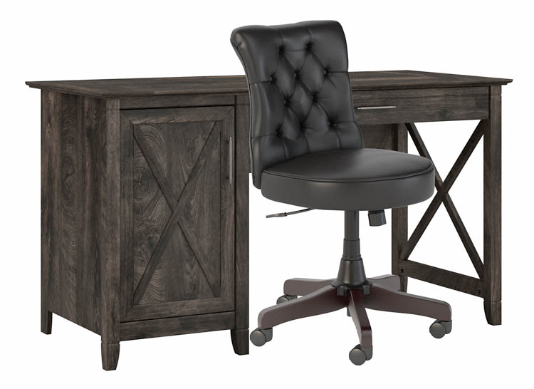 54in W Computer Desk with Mid Back Tufted Office Chair by Bush