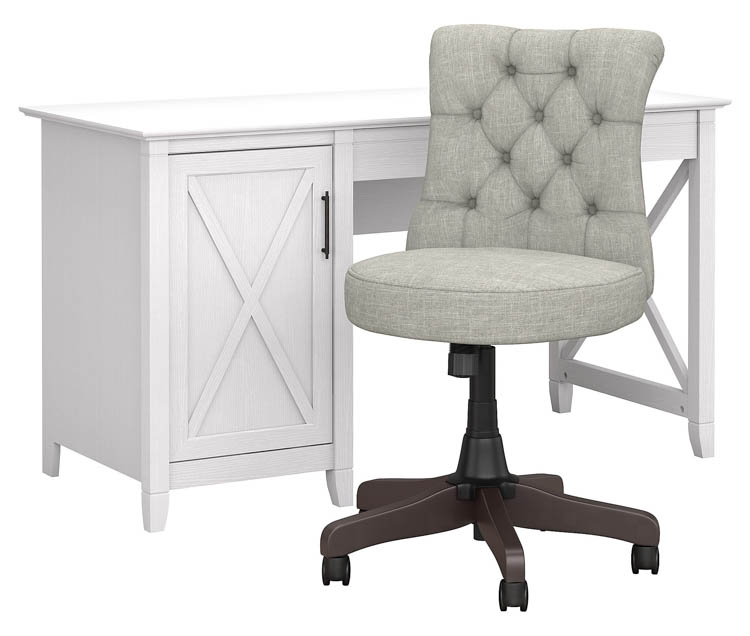 54in W Computer Desk with Mid Back Tufted Office Chair by Bush