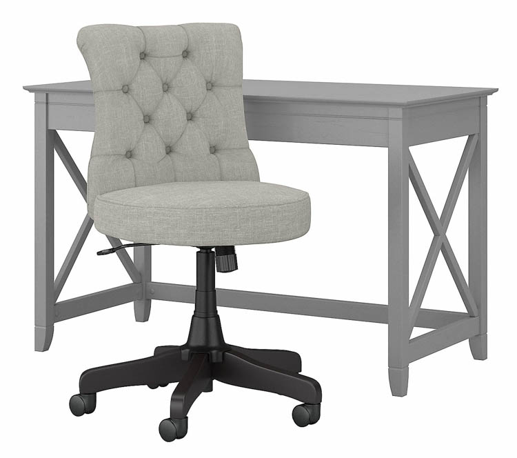 48in W Writing Desk with Mid Back Tufted Office Chair by Bush