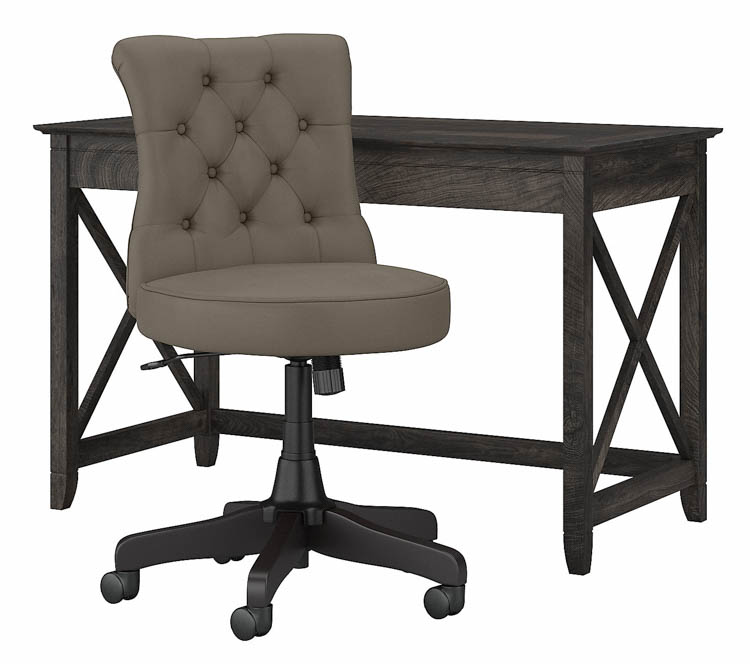 48in W Writing Desk with Mid Back Tufted Office Chair by Bush