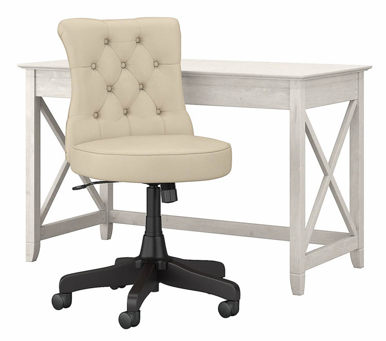 48in W Writing Desk with Mid Back Tufted Office Chair by Bush