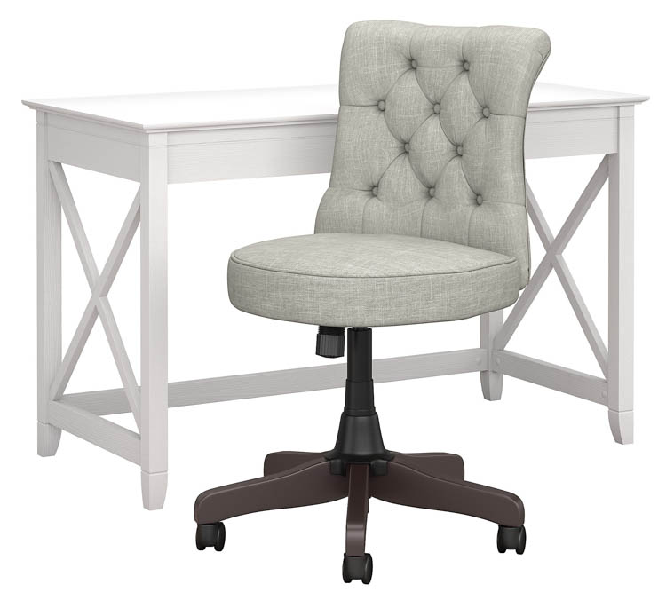 48in W Writing Desk with Mid Back Tufted Office Chair by Bush