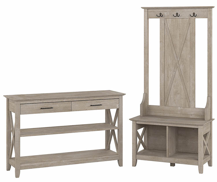 Entryway Storage Set with Hall Tree, Shoe Bench and Console Table by Bush