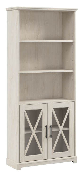 Farmhouse 5 Shelf Bookcase with Glass Doors by Bush