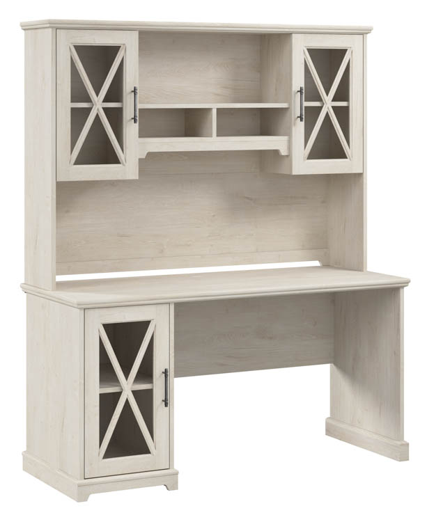 60in W Farmhouse Desk with Hutch and Storage Cabinet by Bush