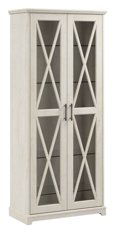 Farmhouse Curio Cabinet with Glass Doors and Shelves by Bush
