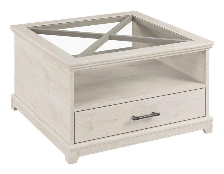 Farmhouse Glass Coffee Table with Storage by Bush