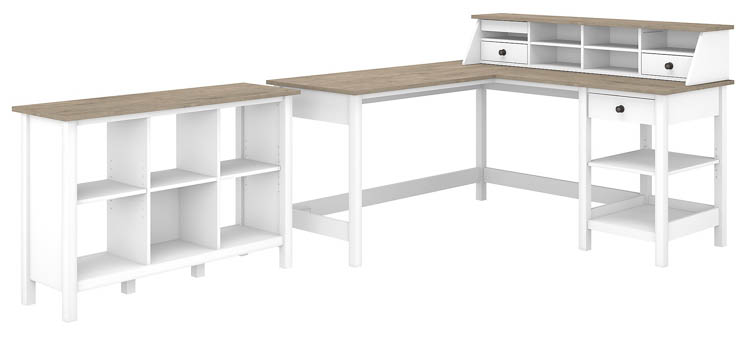 60in W L-Shaped Computer Desk with Desktop Organizer and 6 Cube by Bush