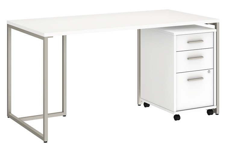 60in W Table Desk with 3 Drawer Mobile File Cabinet by Bush