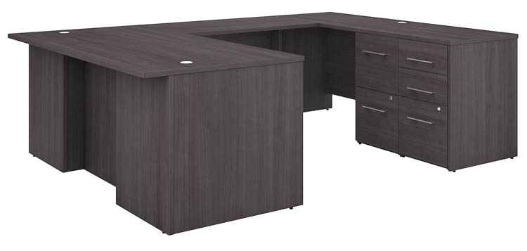 72in W U-Shaped Executive Desk with 3 Drawer File Cabinet - Assembled, and 2 Drawer File Cabinet - Assembled by Bush