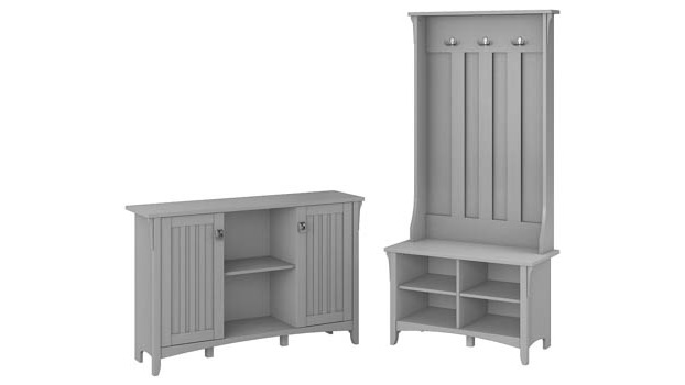 Entryway Storage Set with Hall Tree / Shoe Bench and Accent Cabinet by Bush Furniture