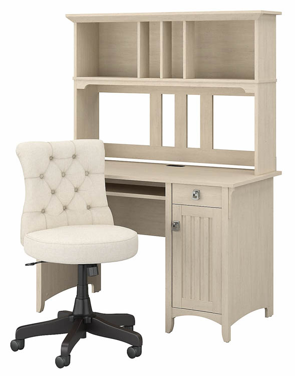 48in W Computer Desk with Hutch and Mid Back Tufted Office Chair by Bush