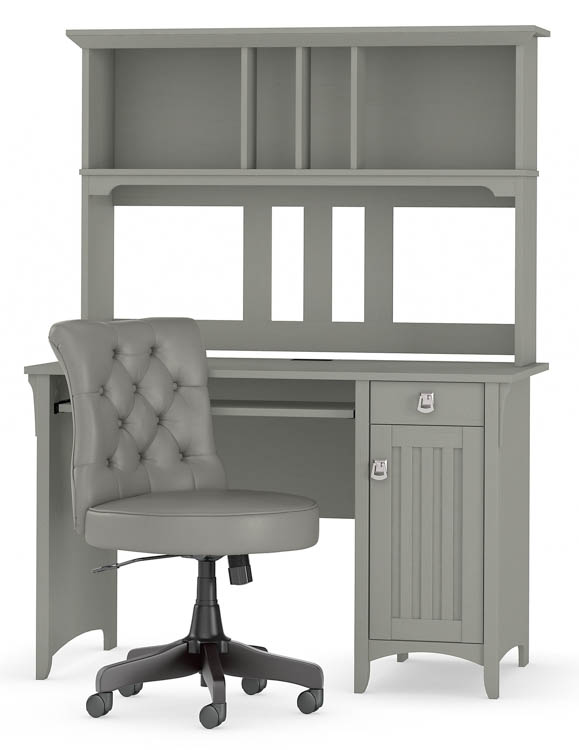 48in W Computer Desk with Hutch and Mid Back Tufted Office Chair by Bush