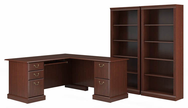 L-Shaped Executive Desk and Bookcase Set by Bush