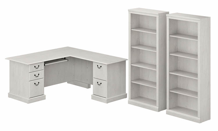 L-Shaped Executive Desk and Bookcase Set by Bush