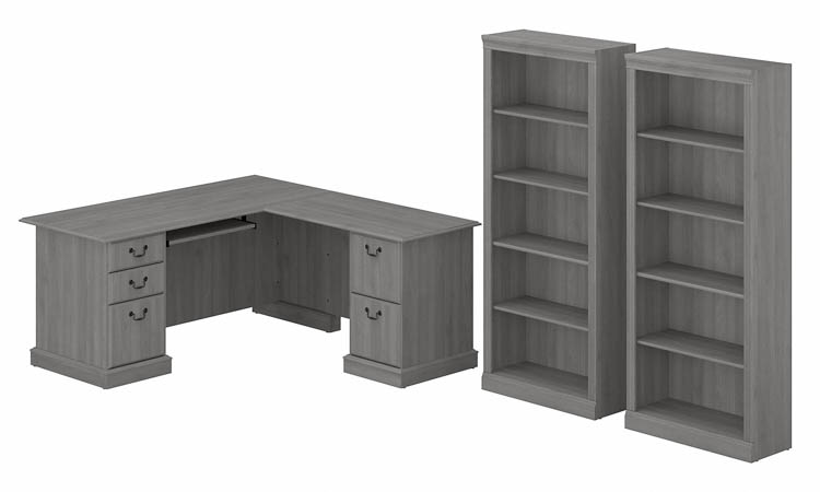 L-Shaped Executive Desk and Bookcase Set by Bush