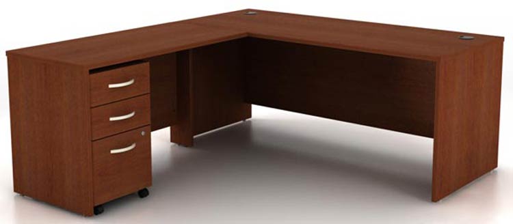 72in W L-Shaped Desk and Assembled 3 Drawer Mobile File Cabinet by Bush