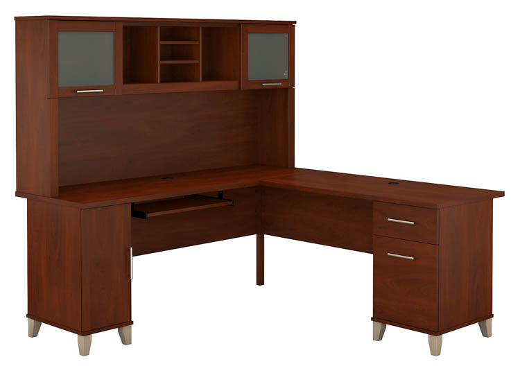 72in W L-Shaped Desk with Hutch by Bush