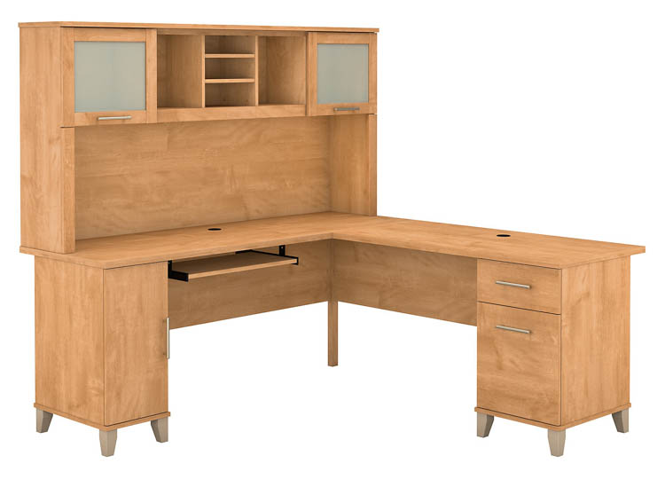 72in W L-Shaped Desk with Hutch by Bush