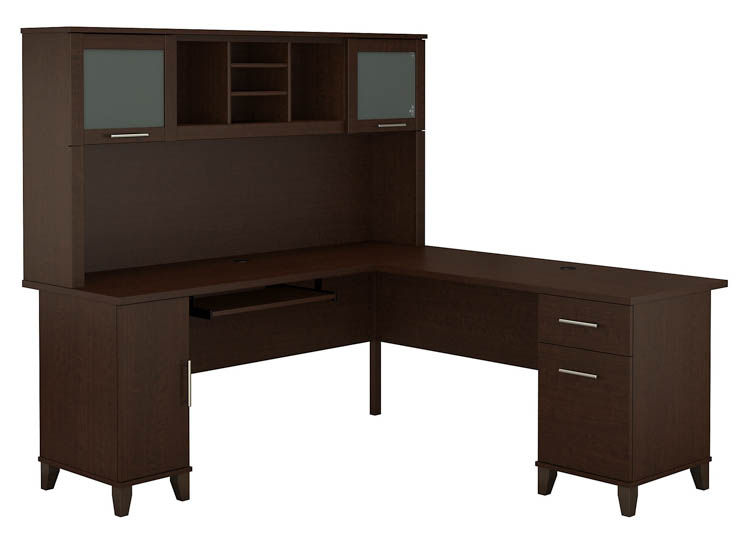 72in W L-Shaped Desk with Hutch by Bush