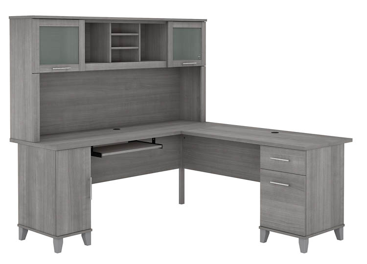 72in W L-Shaped Desk with Hutch by Bush