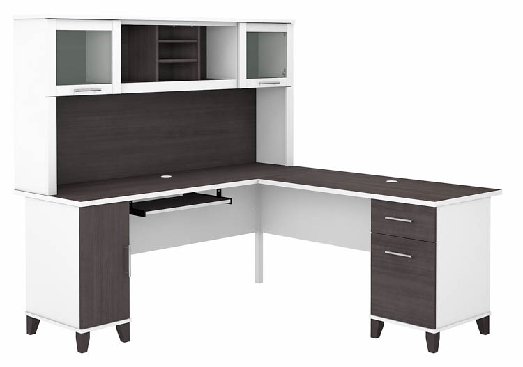 72in W L-Shaped Desk with Hutch by Bush