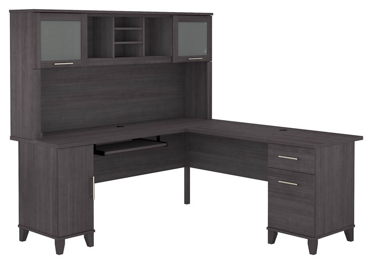 72in W L-Shaped Desk with Hutch by Bush
