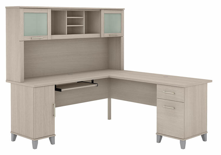72in W L-Shaped Desk with Hutch by Bush