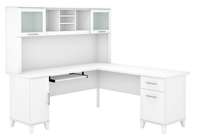 72in W L-Shaped Desk with Hutch by Bush