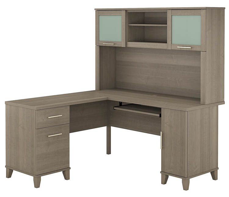 60in W L-Shaped Desk with Hutch by Bush