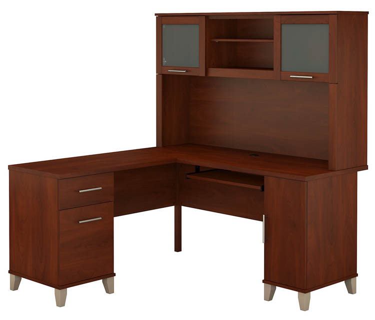60in W L Shaped Desk with Hutch by Bush