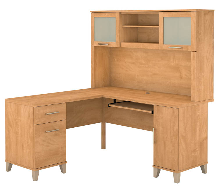 60in W L-Shaped Desk with Hutch by Bush